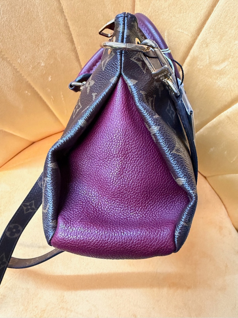 Louis Vuitton Monogram Canvas Plum Trim Top-Handle Satchel - Picture 6 of 13